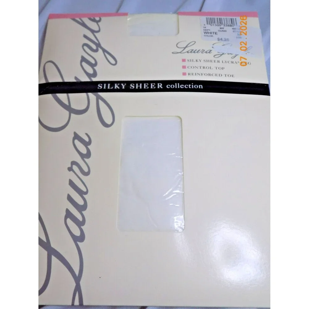 Laura Gayle Silky Sheer Control Top Pantyhose Womens Medium Pearl Shadow Toe NEW